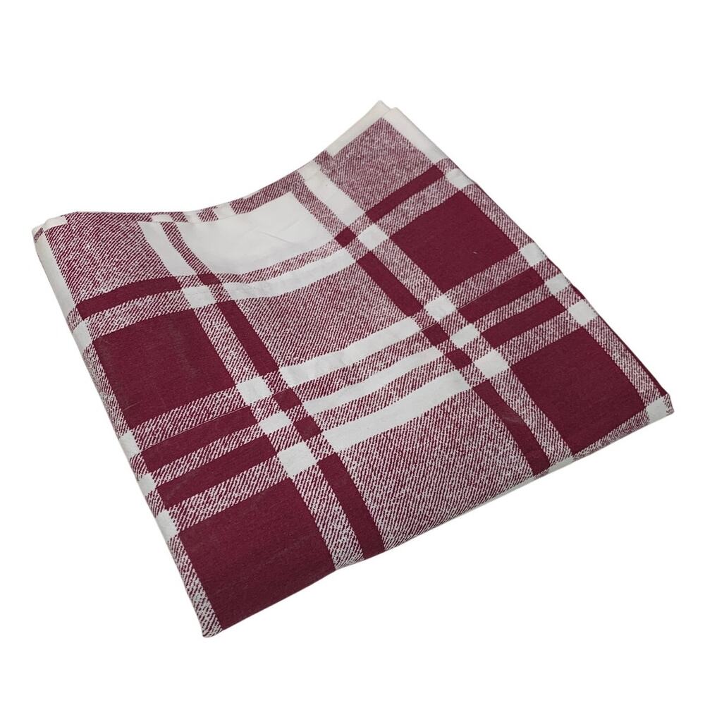 JCPenney Classic Traditions Red White Plaid PolyCotton Fabric Pouf Valance